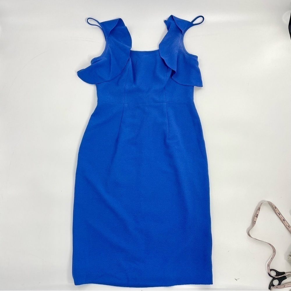 Black Halo Rosette Blue Sheath Dress Ruffle Sleeve Sleeveless Classic‎ 8 - Picture 4 of 16